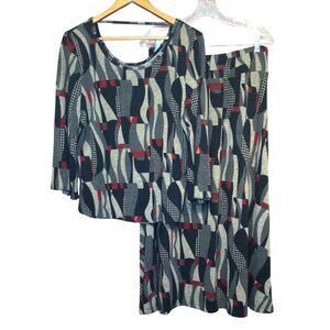 Gabriella Rossi Womens 2 Piece Top Skirt Set Size Artsy Abstract Print